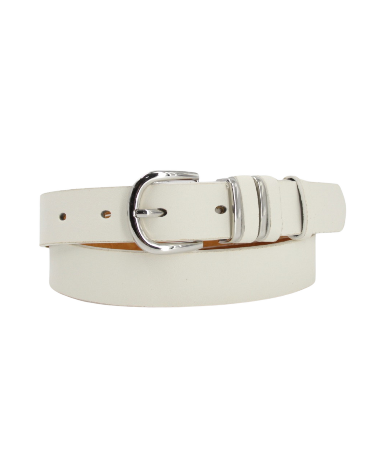 Cinturón blanco mujer hebilla plateada