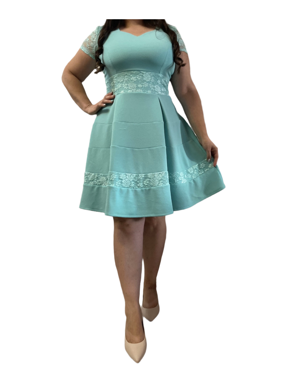 Conjunto Marinero encaje verde agua