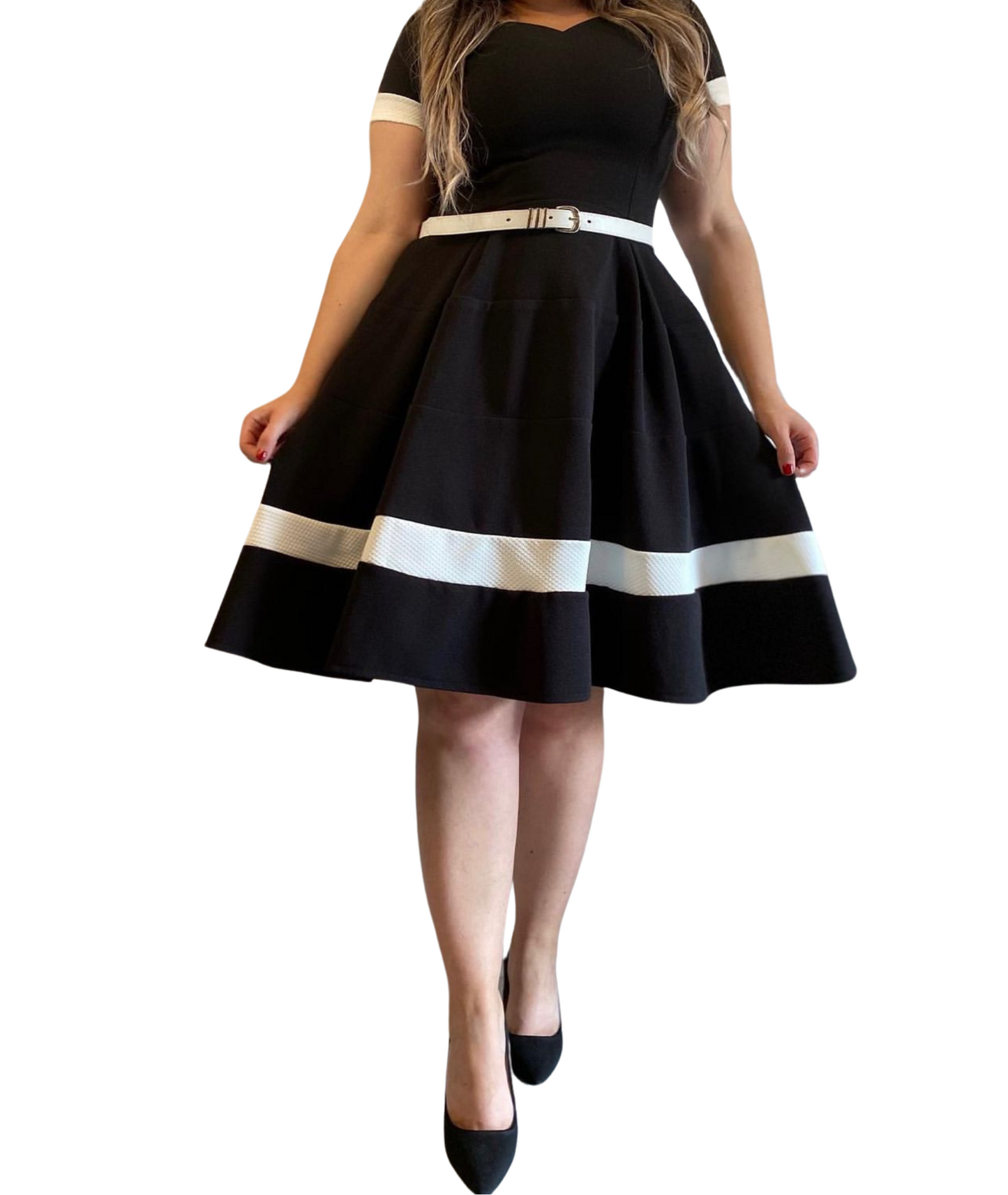 Conjunto Vestido Marinero negro + tapadito y cinturón