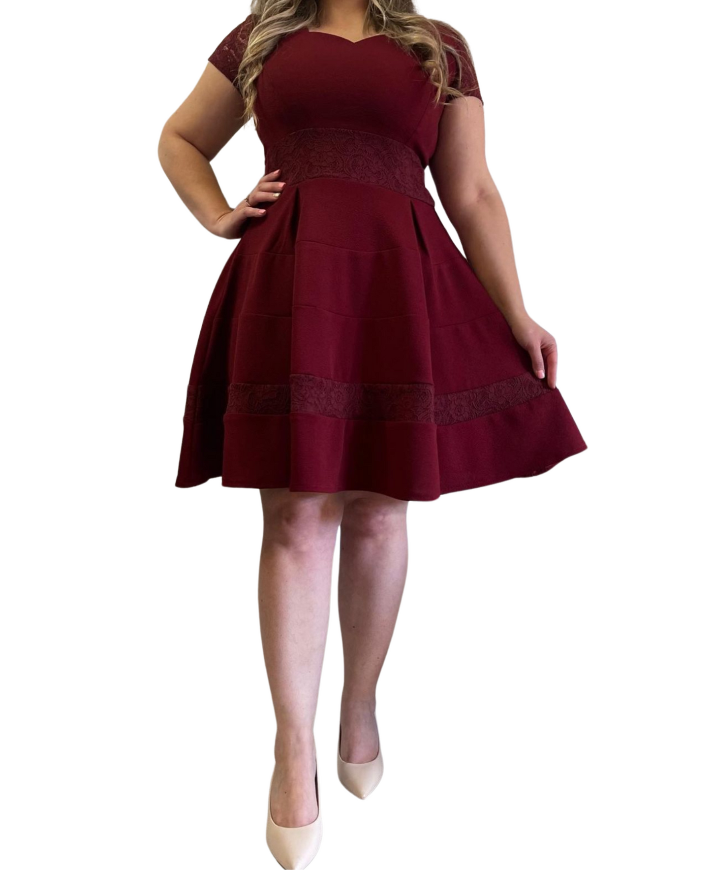 Conjunto Marinero Encaje Burdeo