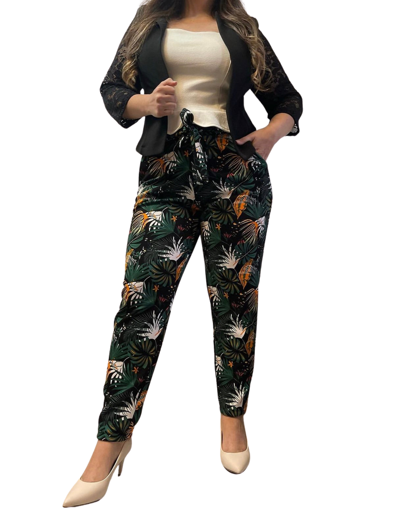 Conjunto Pantalón Lazo Selva + Tapadito encaje