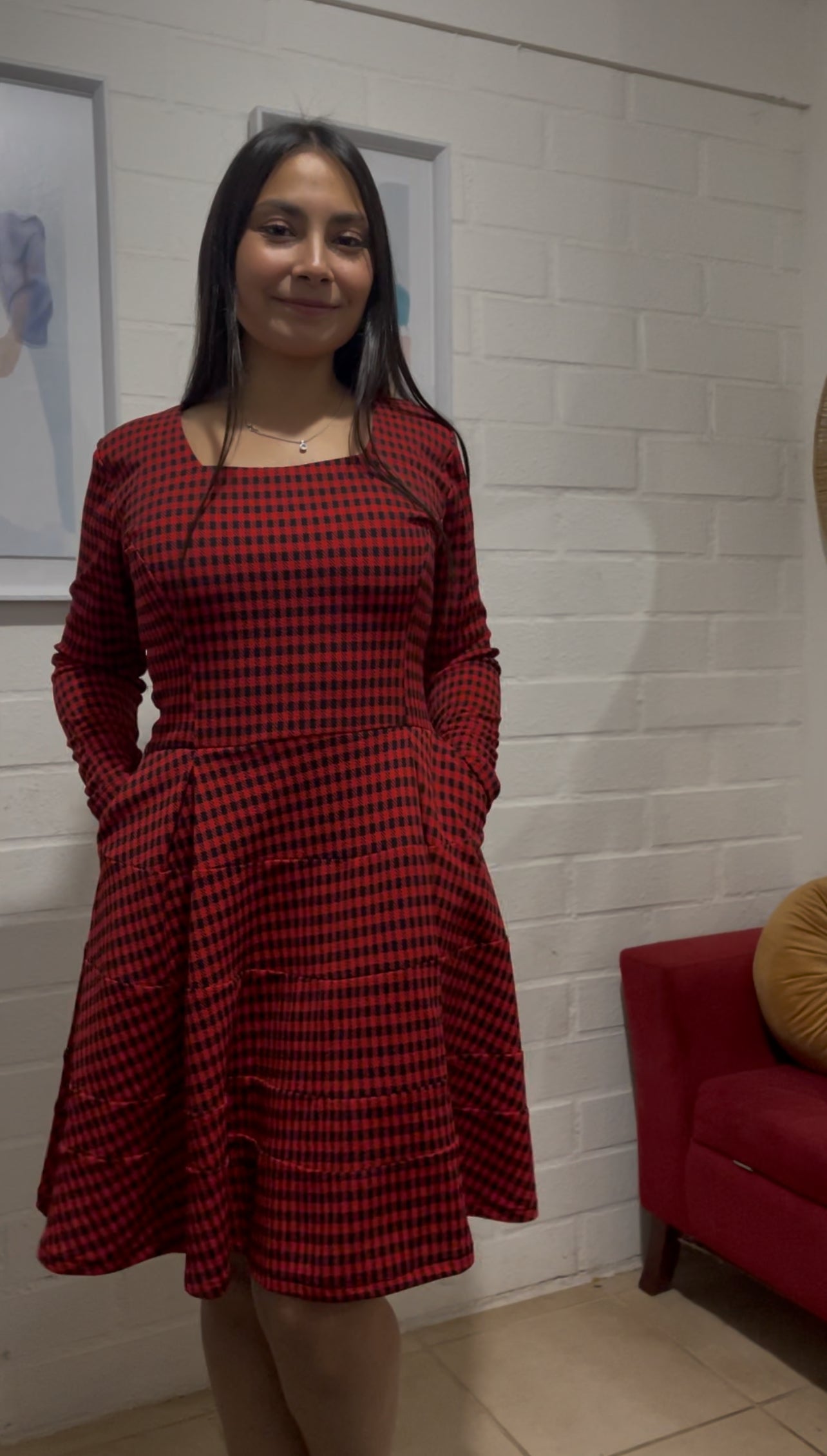Vestido Princess | cuadrille rojo