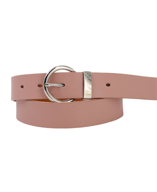 Cinturón palo rosa mujer hebilla plateada