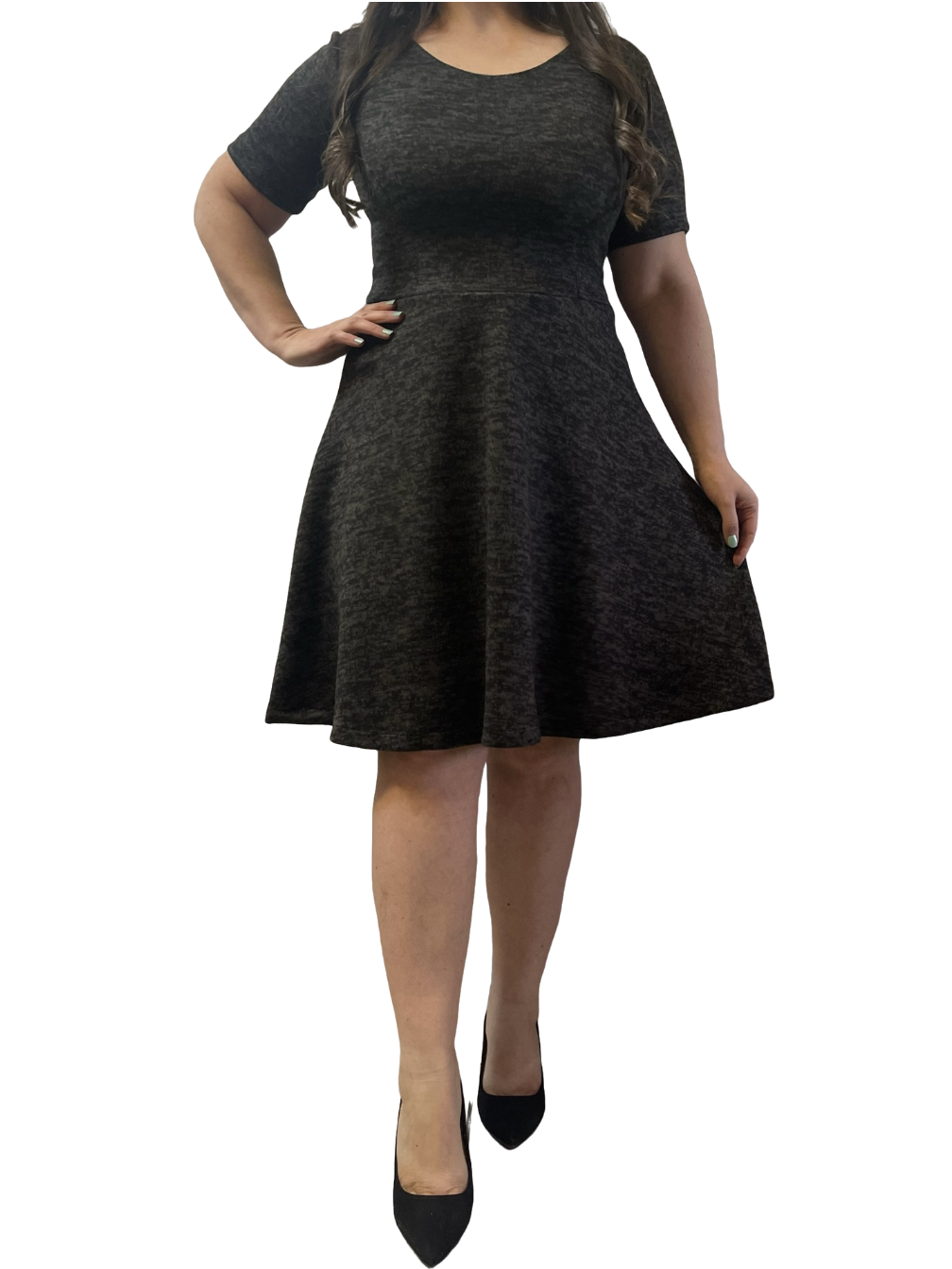 Vestido negro perlado lanilla