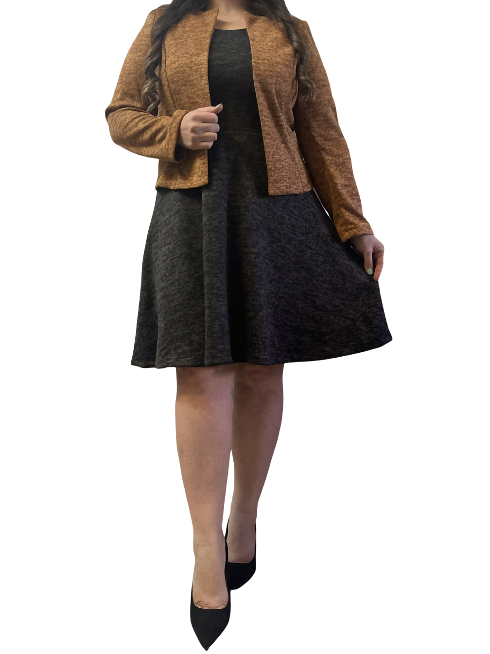 Vestido negro perlado lanilla