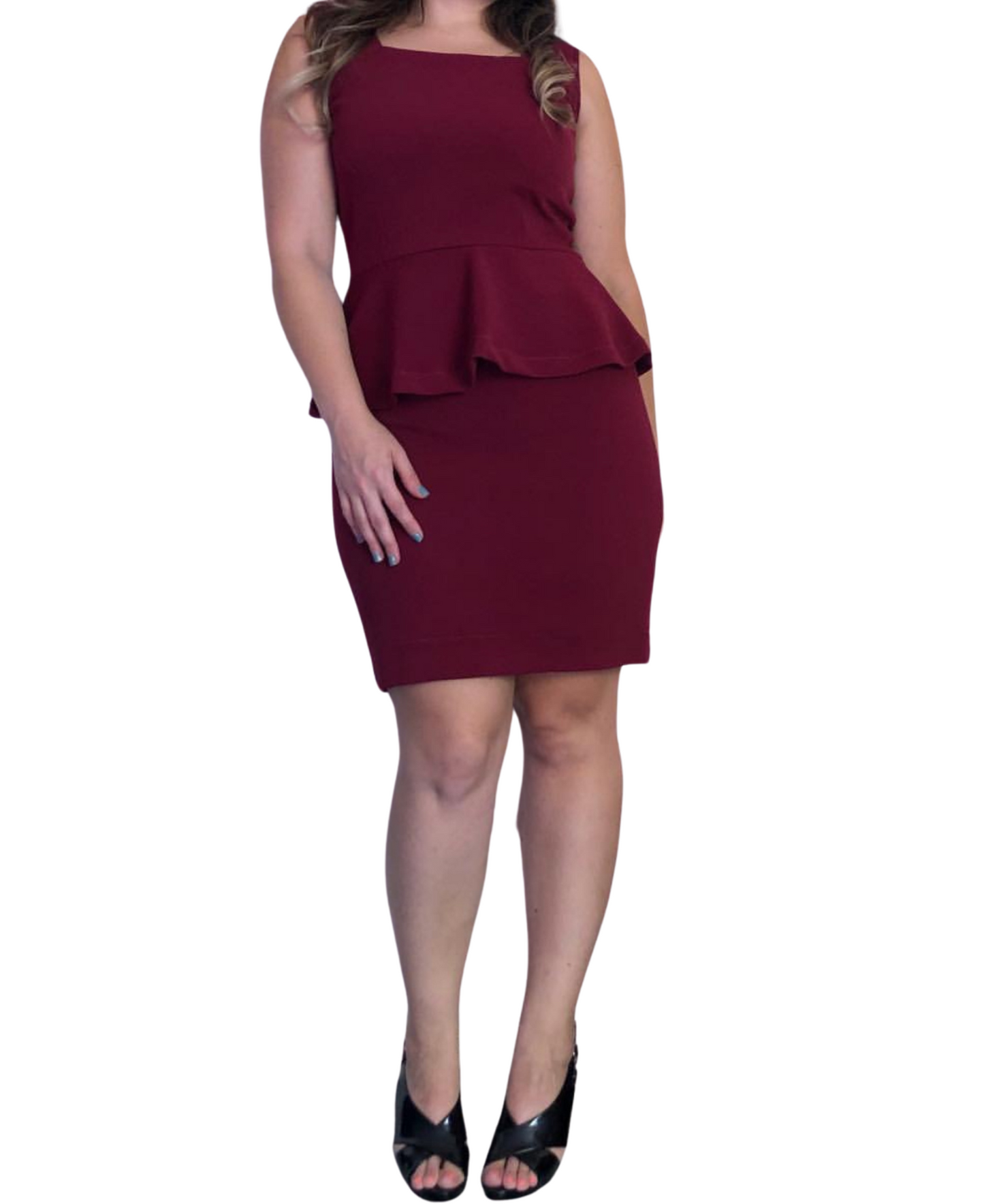 Vestido jumper peplum liso