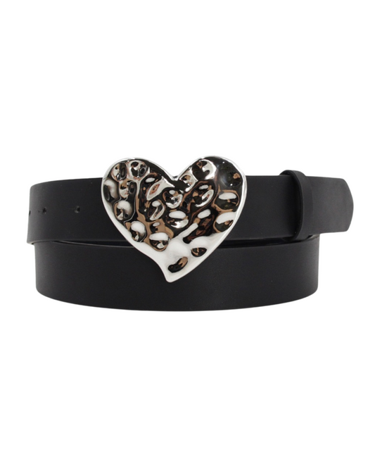 Cinturón negro mujer hebilla corazón