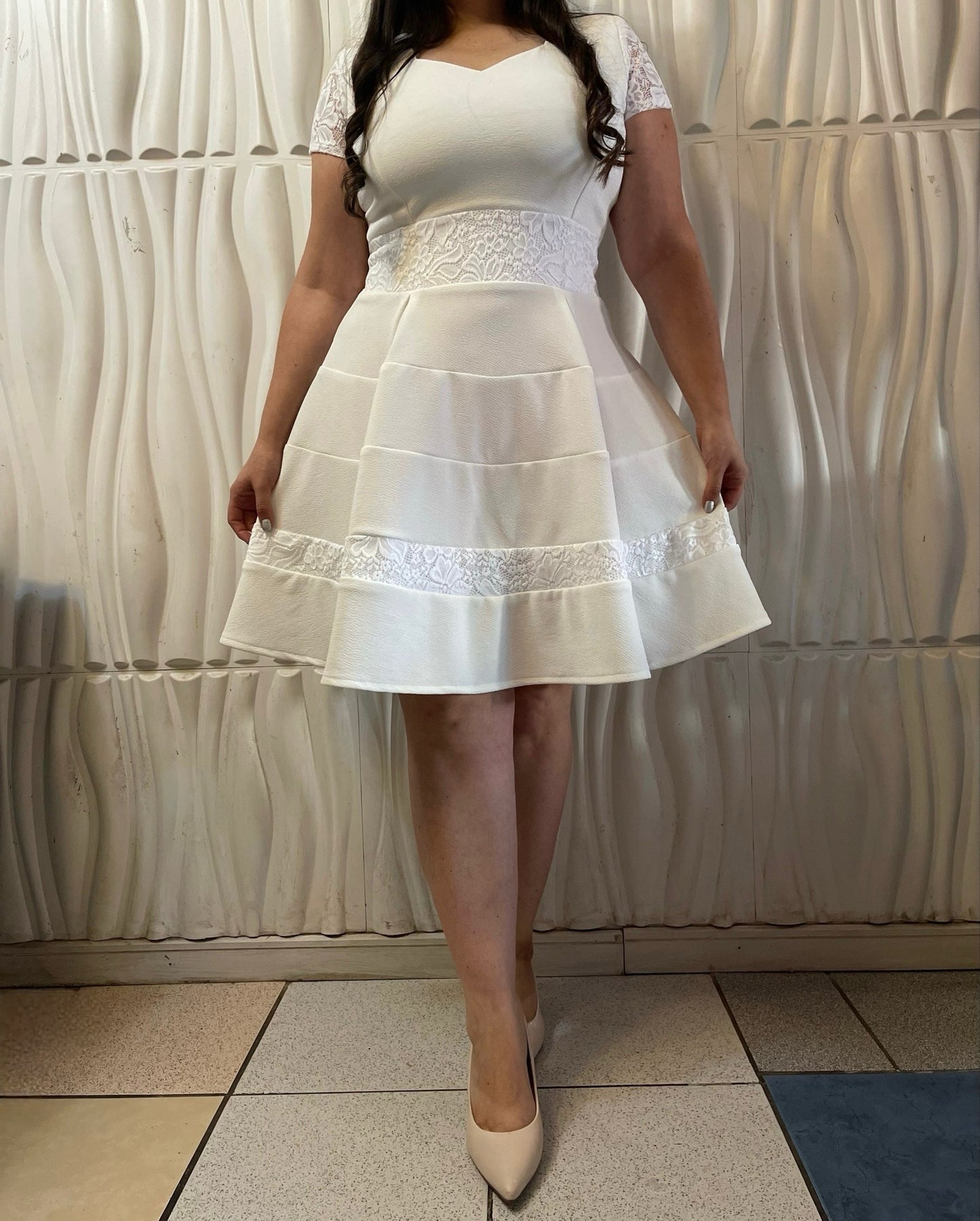 Conjunto Marinero Encaje Blanco