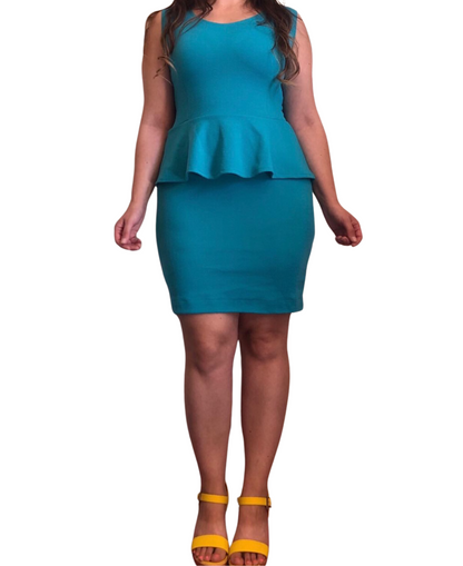 Vestido jumper peplum liso