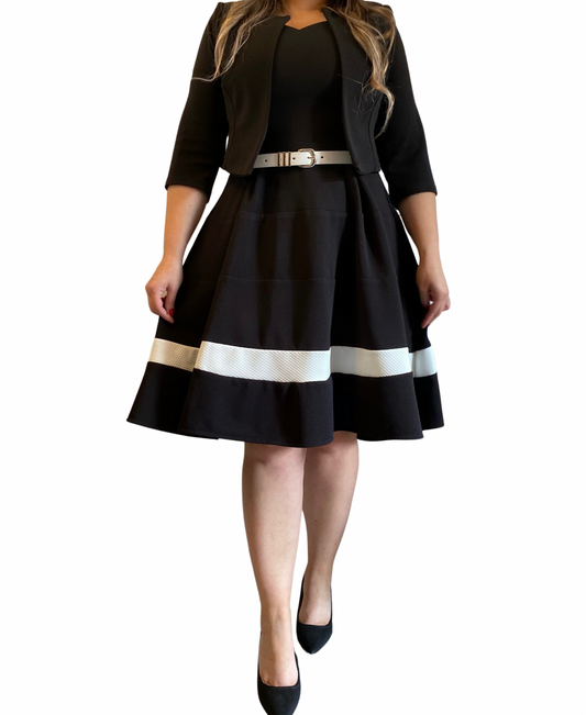 Conjunto Vestido Marinero negro + tapadito y cinturón